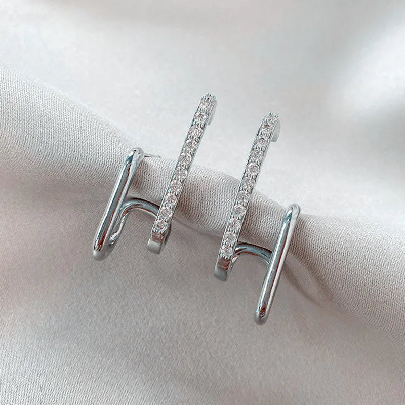 Brillante Cristal De Lujo Coreano Original Garra Stud Irregular Perla Arete