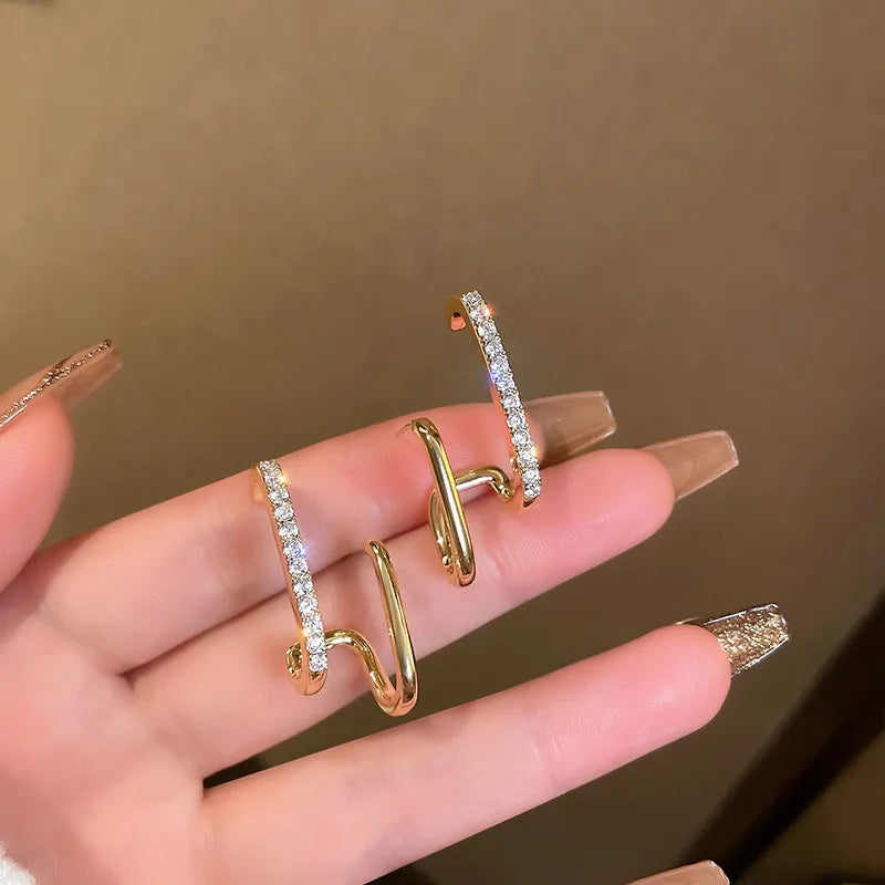 Brillante Cristal De Lujo Coreano Original Garra Stud Irregular Perla Arete