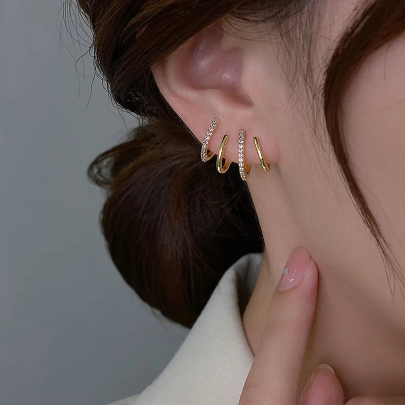 Brillante Cristal De Lujo Coreano Original Garra Stud Irregular Perla Arete