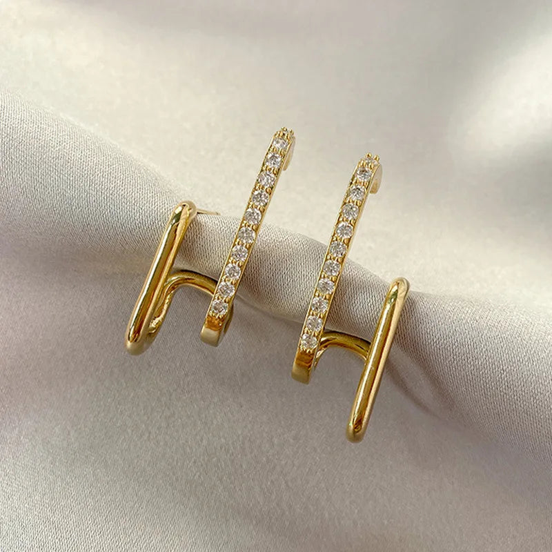 Brillante Cristal De Lujo Coreano Original Garra Stud Irregular Perla Arete
