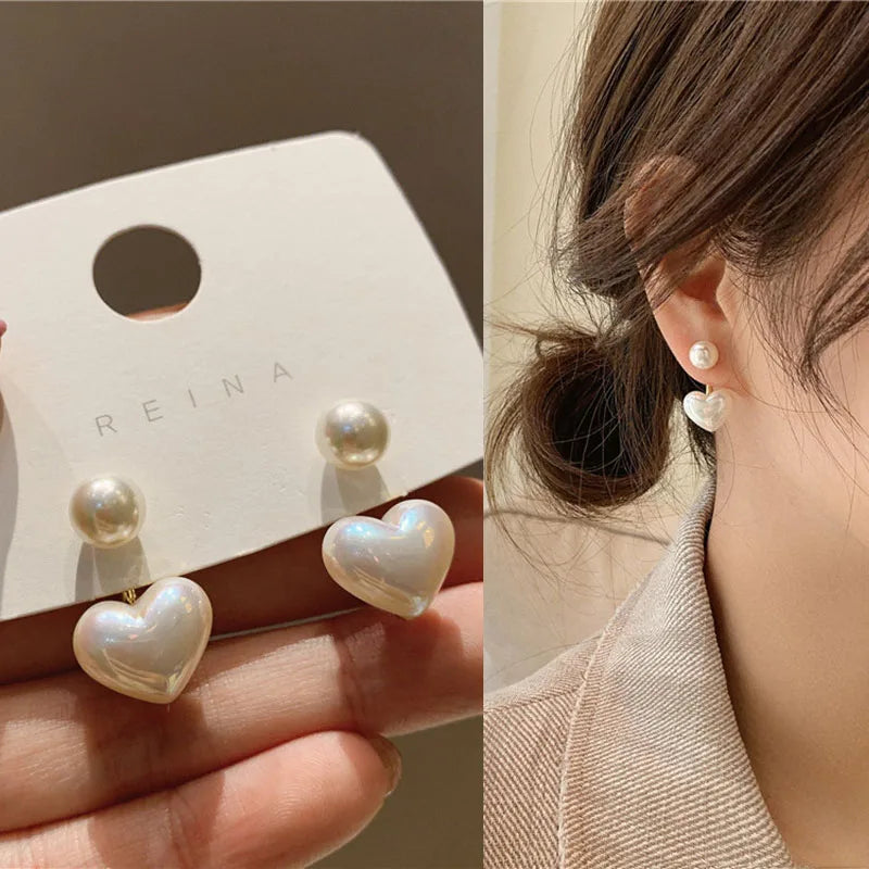Brillante Cristal De Lujo Coreano Original Garra Stud Irregular Perla Arete