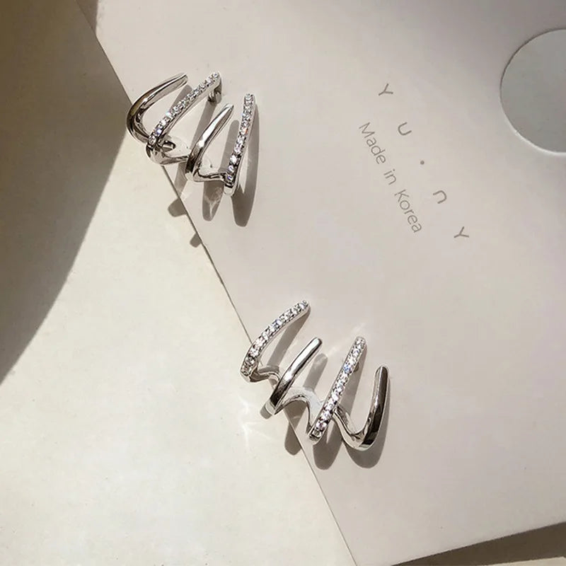 Brillante Cristal De Lujo Coreano Original Garra Stud Irregular Perla Arete