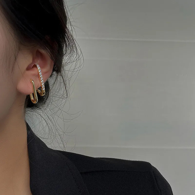 Brillante Cristal De Lujo Coreano Original Garra Stud Irregular Perla Arete