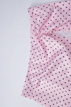 Conjunto de baño de tres piezas con falda halter de lunares rosas