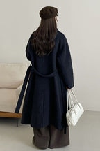 Reversible midi scarf coat in wool