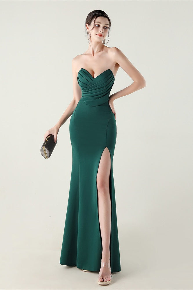 Sin Tirantes Escote Corazón Plisado Vestido de Fiesta
