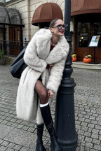 Long plush faux fur coat