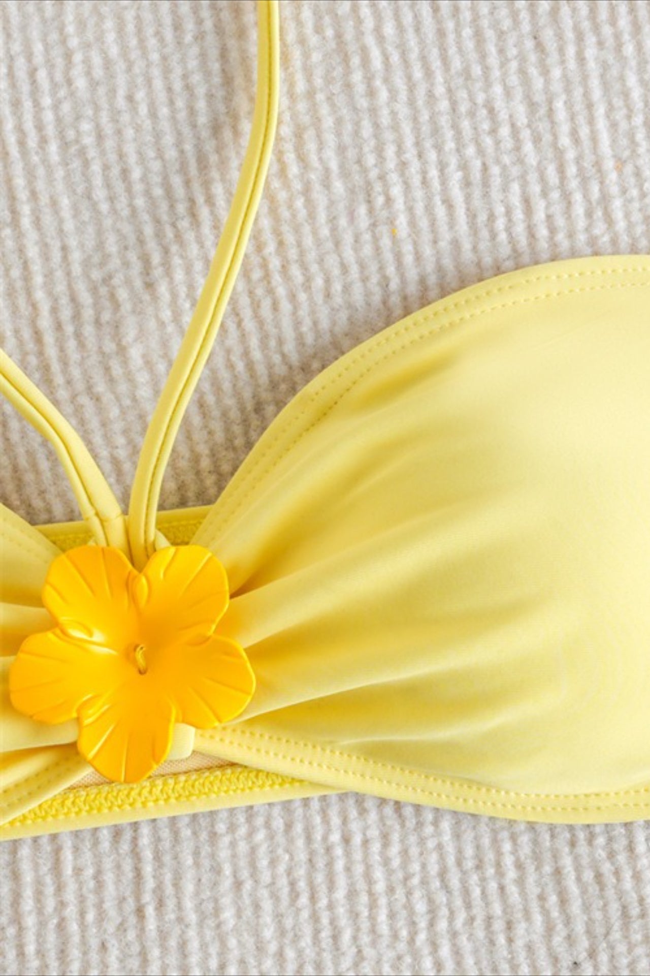 Yellow Halter Bandeau Three Piece Swim Set