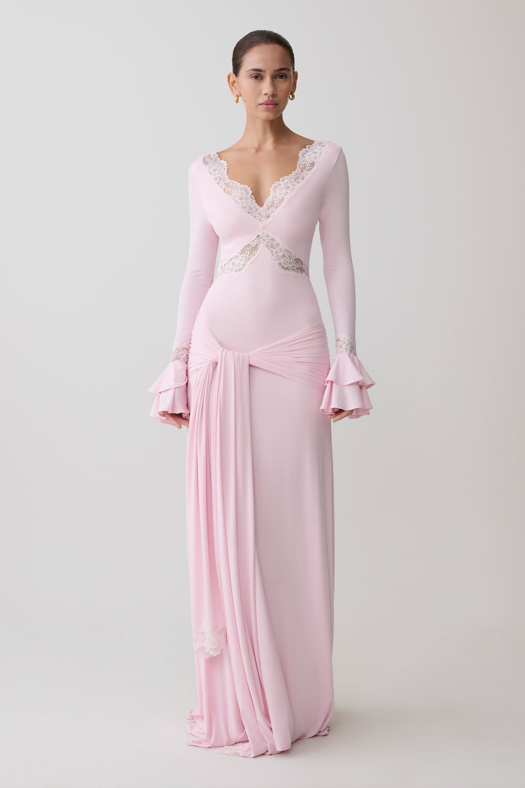 Electra Slinky Lace Maxi Dress - Ballet Pink