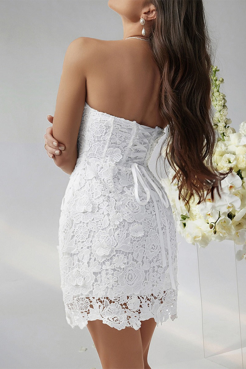 Liso Bustier Bordado Vestido de Cóctel