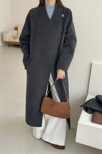 Reversible midi scarf coat in wool