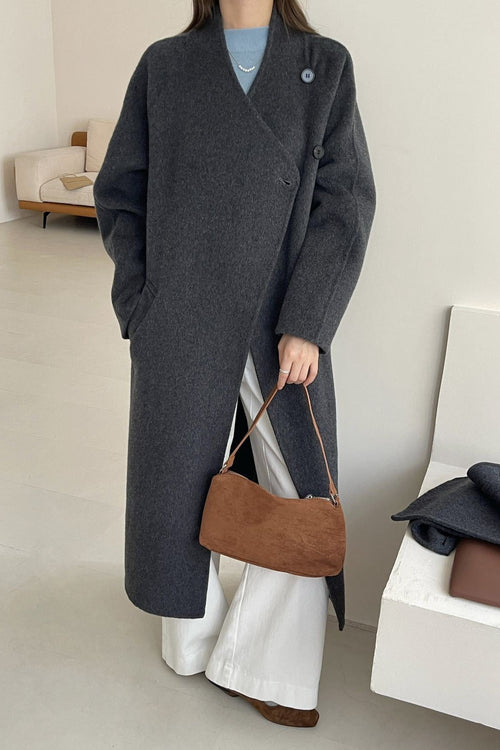 Reversible midi scarf coat in wool