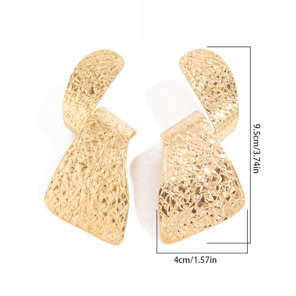 Minimalista Irregular Espiral Geométrico Aretes de Bolita