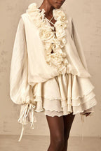 Loose Fit Folded Ruffle Boho Dress