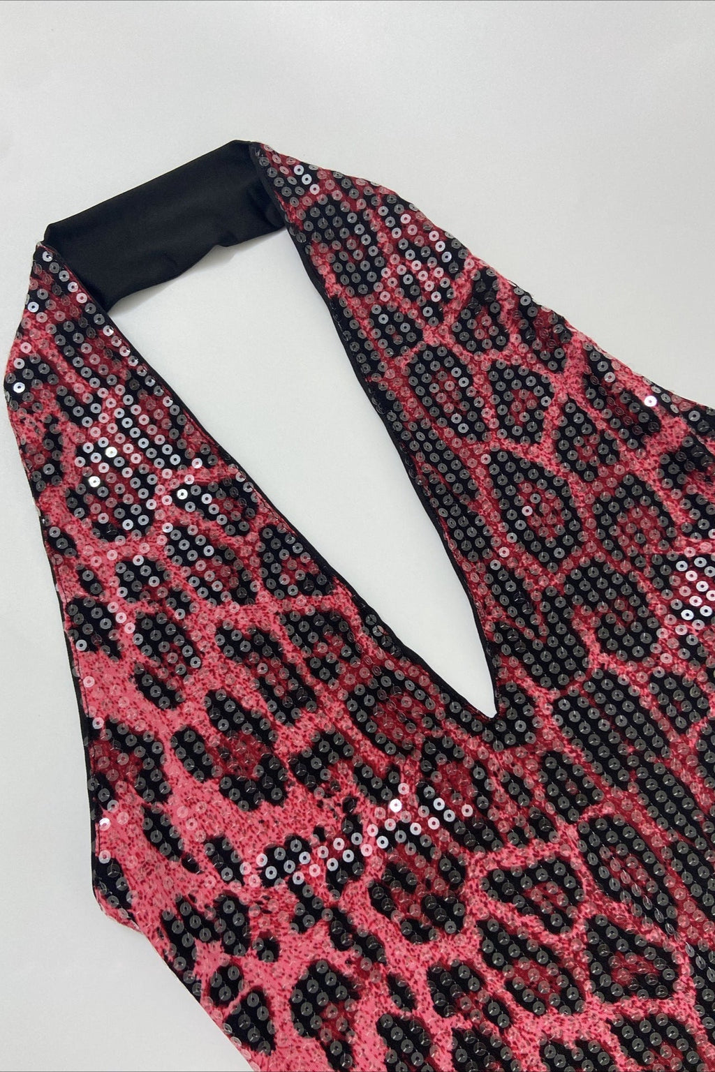 Halter Deep V Leopard Print Mini Dress