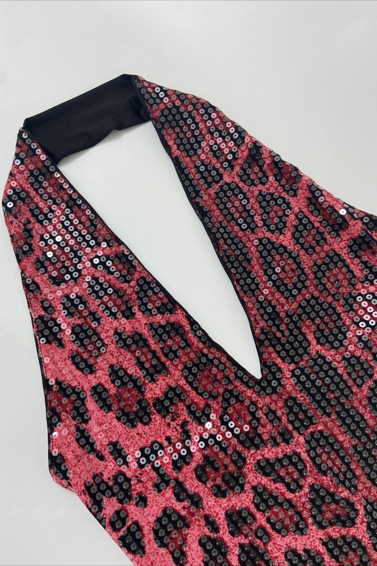 Halter Deep V Leopard Print Mini Dress