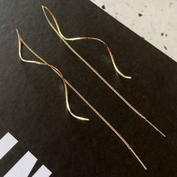 Ondulado Espiral Drop Aretes de Hilo