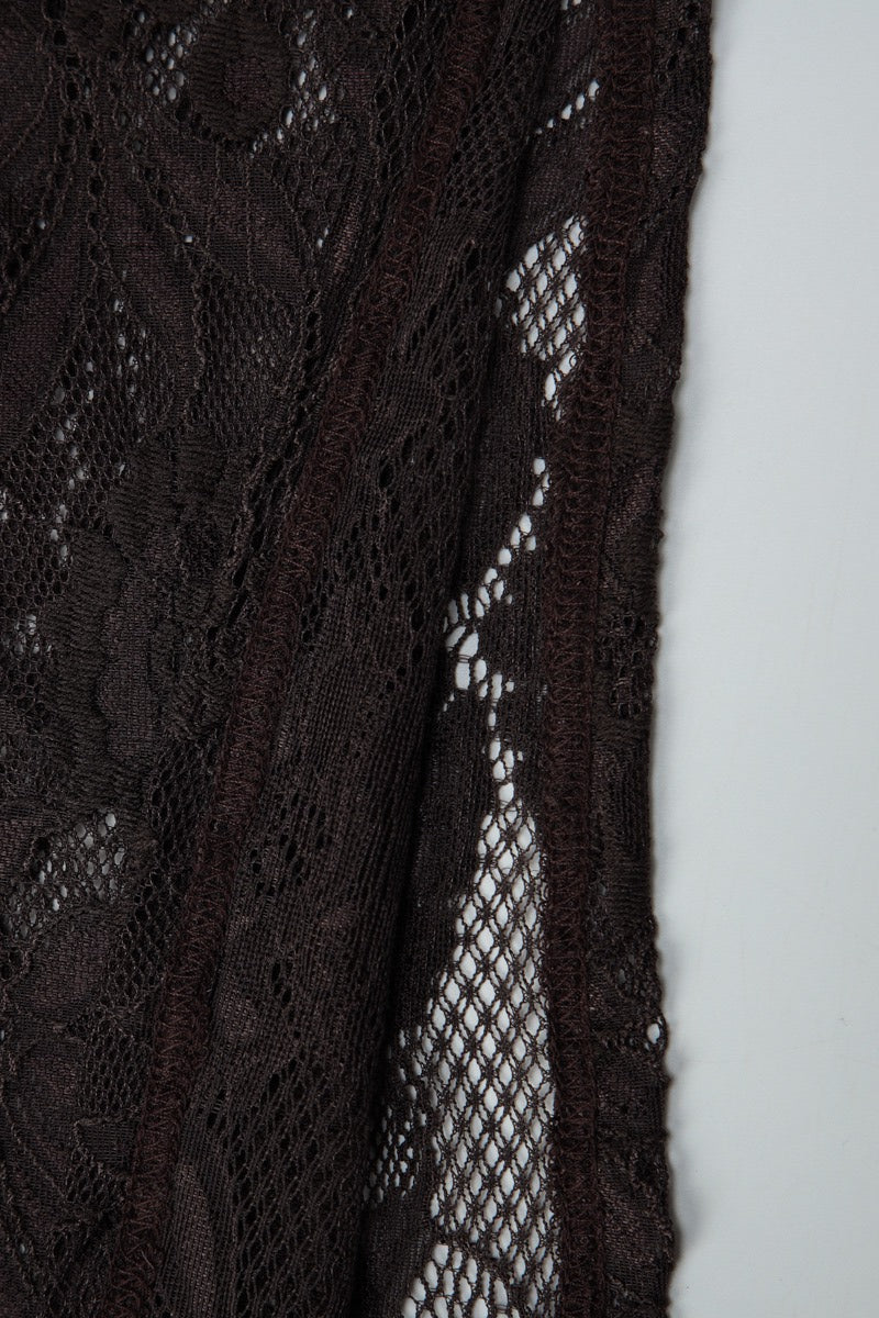 Asymmetrical Shoulder Lace Patchwork Cropped Tee