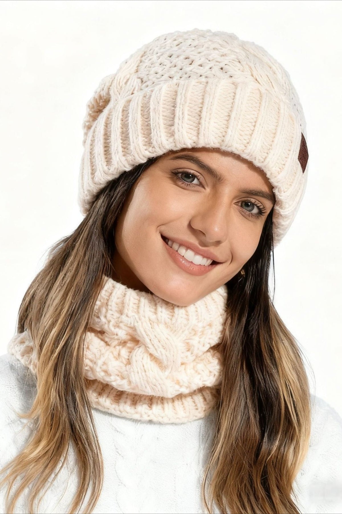 Conjunto de 2 Piezas de Gorro y Bufanda de Punto