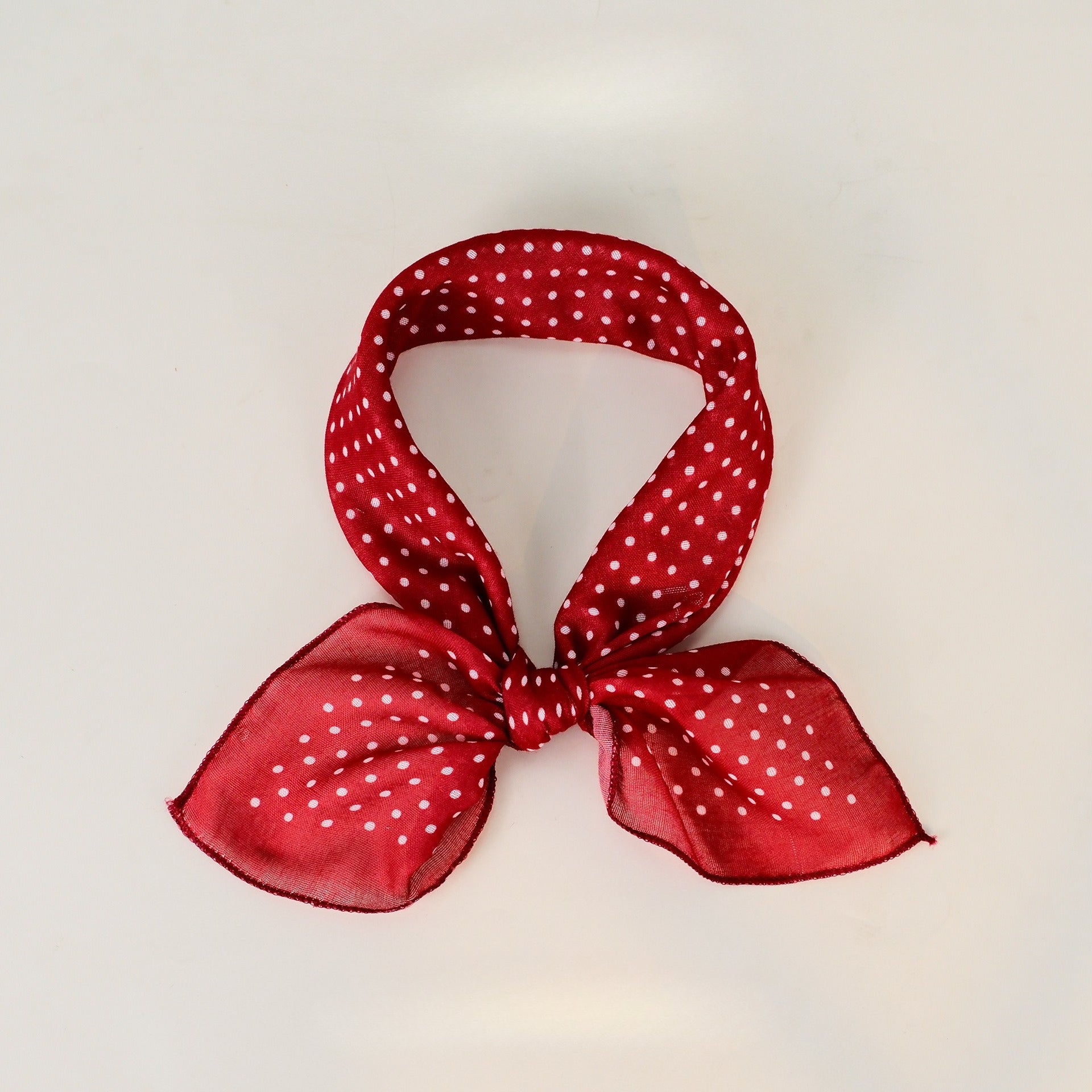 Polka Dot Faux Linen Square Hair Neck Sun Scarf