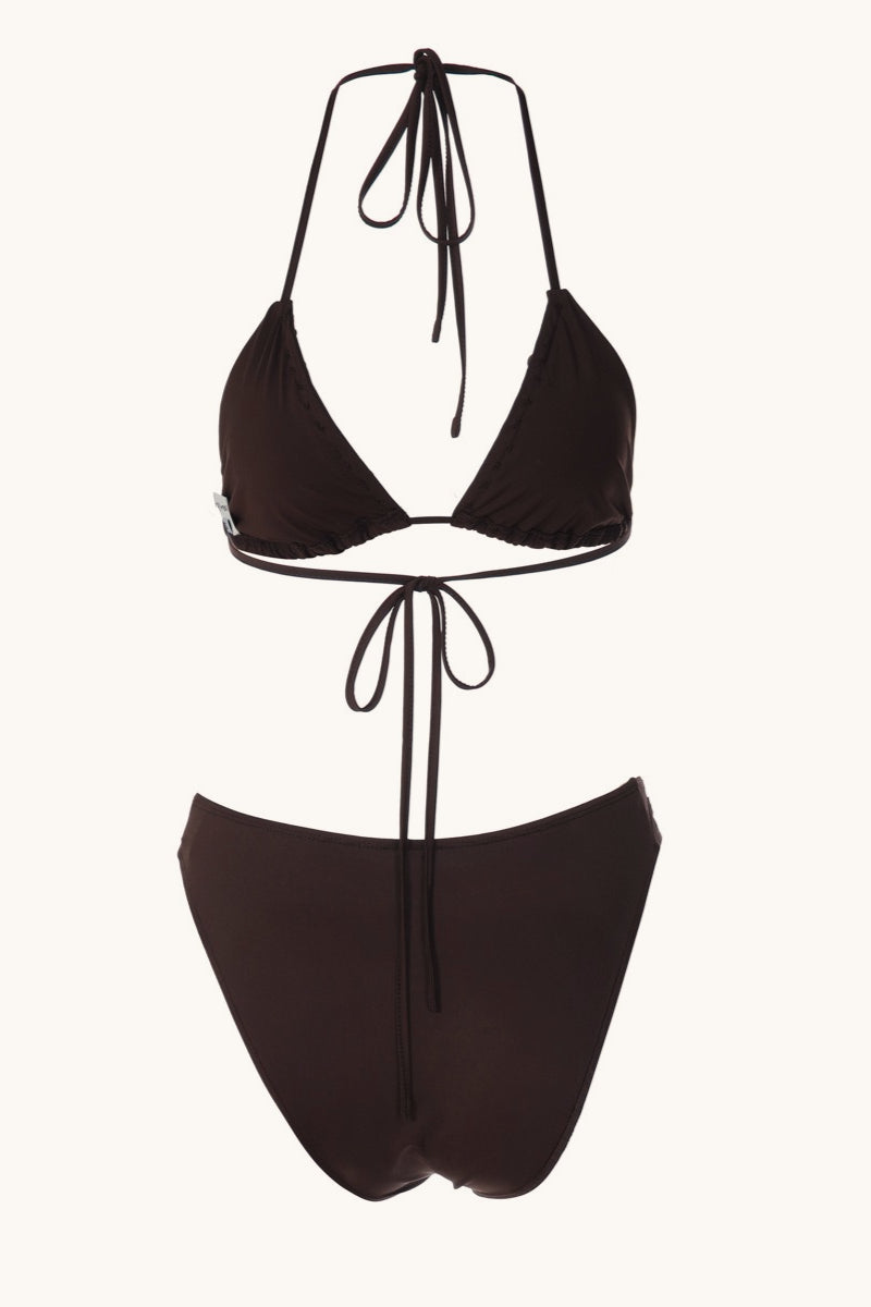 Shell Detail Halter Triangle Bikini Set