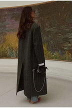 Casual striped knit wool-blend coat