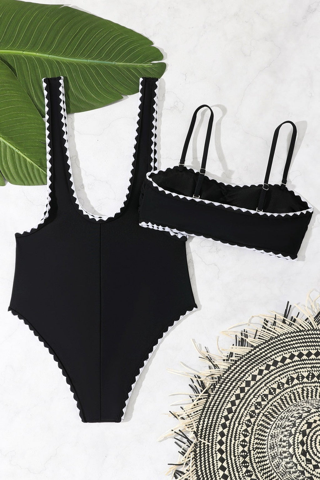 Black Bodycon Sexy Cutout Two Piece Swim Set