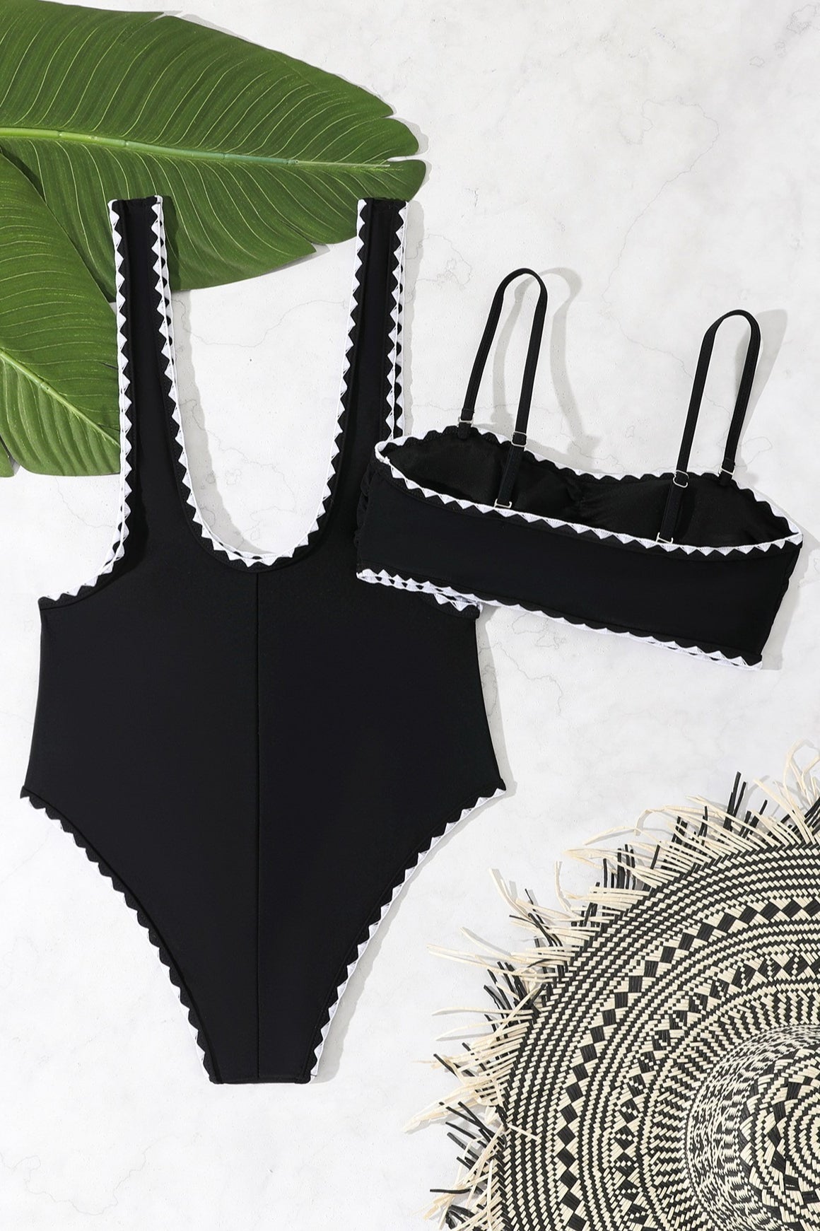 Black Bodycon Sexy Cutout Two Piece Swim Set
