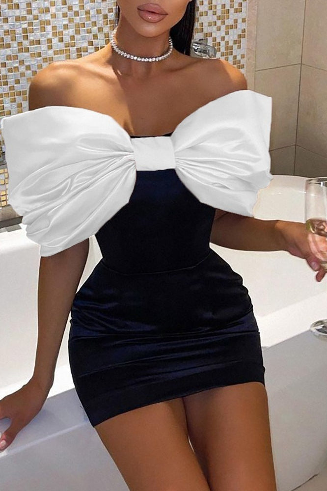 Lazo Desmontable Espalda Descubierta Ajustado Vestido de Cóctel