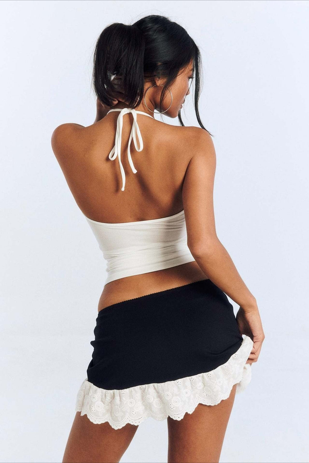 Lace Trim Bodycon Mini Skirt