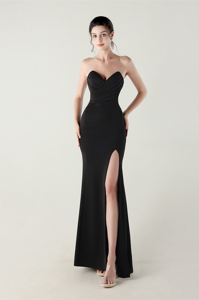 Sin Tirantes Escote Corazón Plisado Vestido de Fiesta