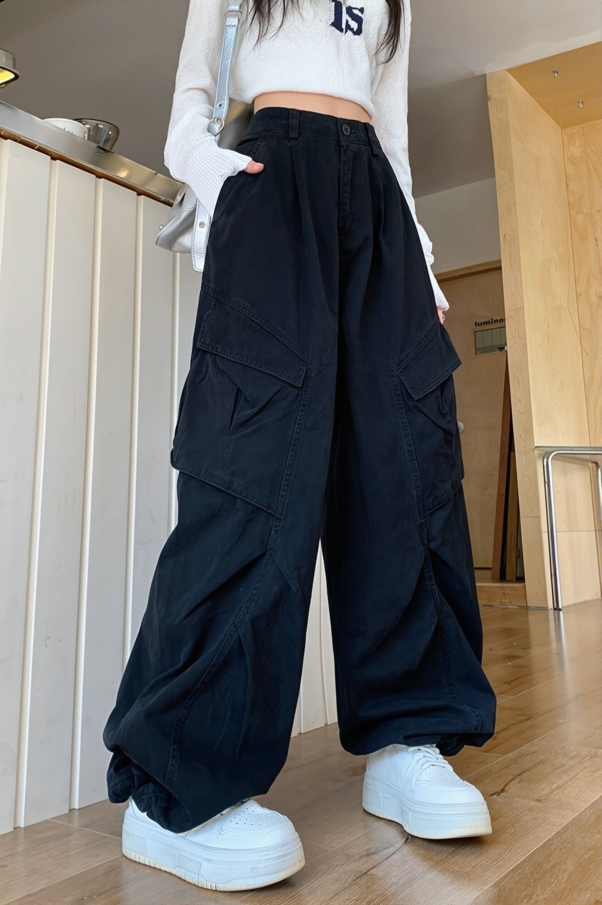 Oversized Patch Pocket Cargo Pants
