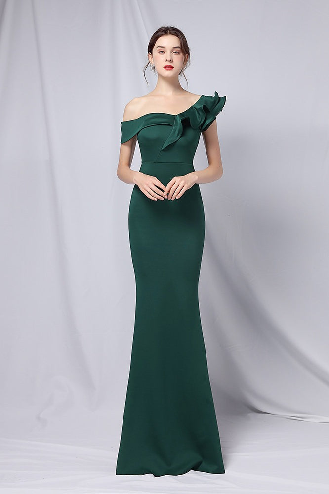 Hombros Descubiertos Sirena Vestido Maxi de Fiesta