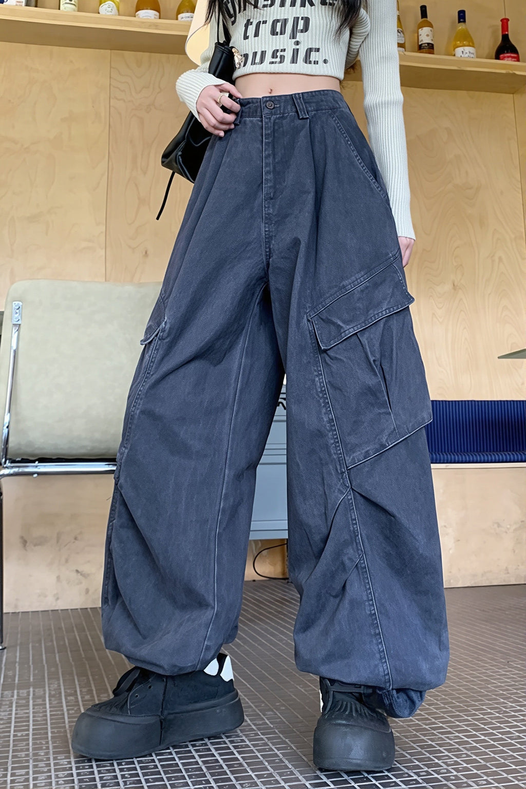 Oversized Patch Pocket Cargo Pants
