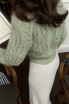 Pearl Button Leaf Knit Cardigans