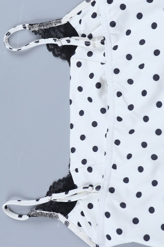 White Polka Dot Lace Trim Cami