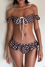 Conjunto de bikini retro minimalista de talle bajo con lunares