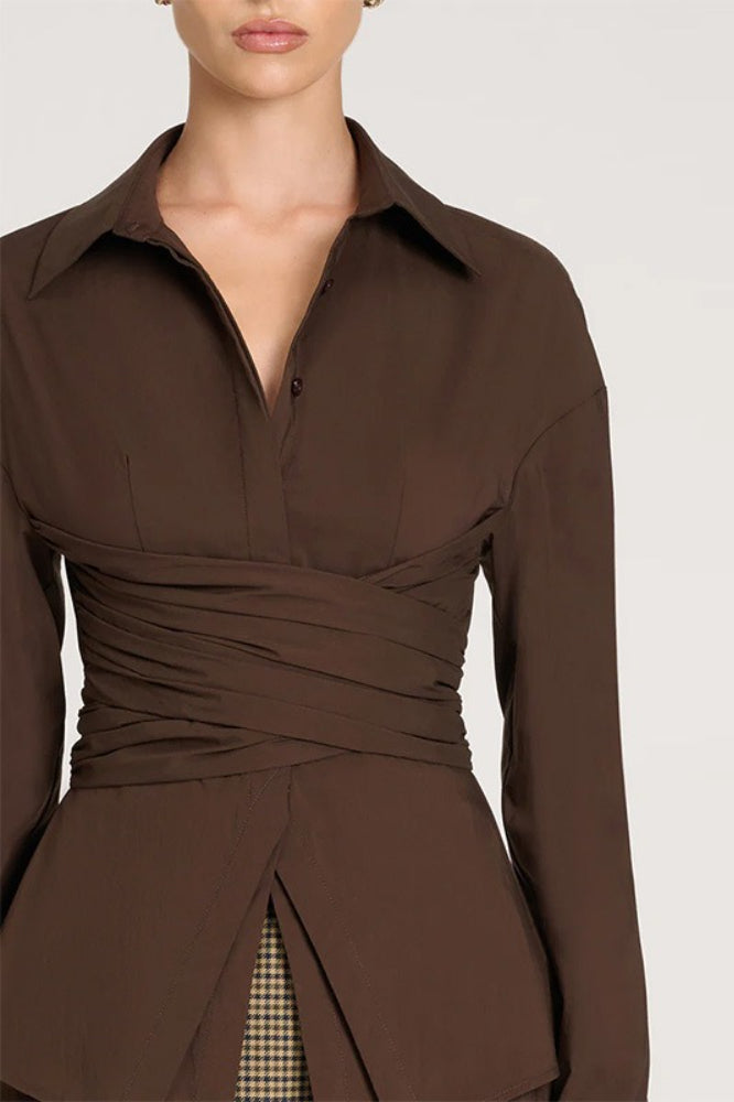 Marca la Cintura Con Lazo Entallado Blusa