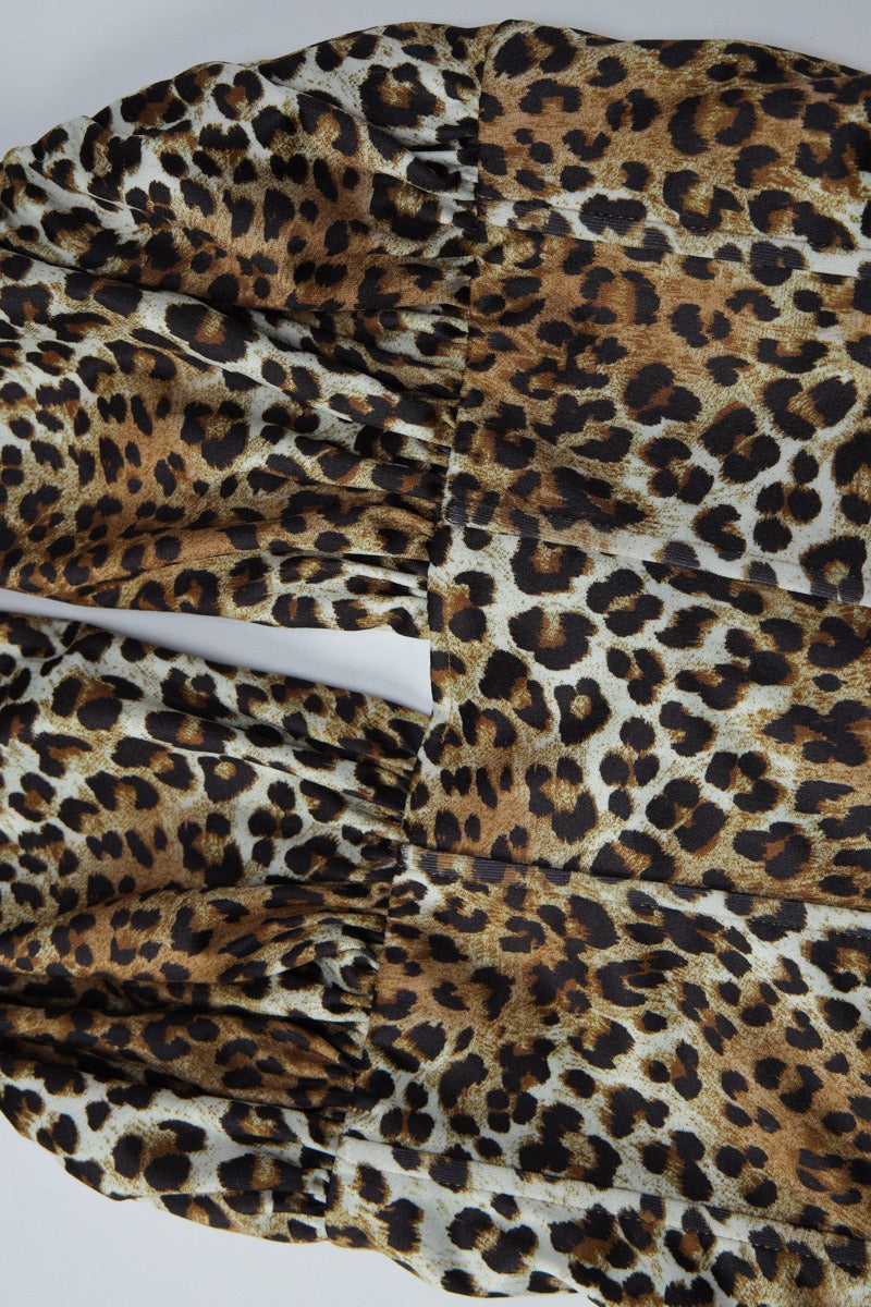 Leopard Print Hollow Out Backless Tie Halter Top