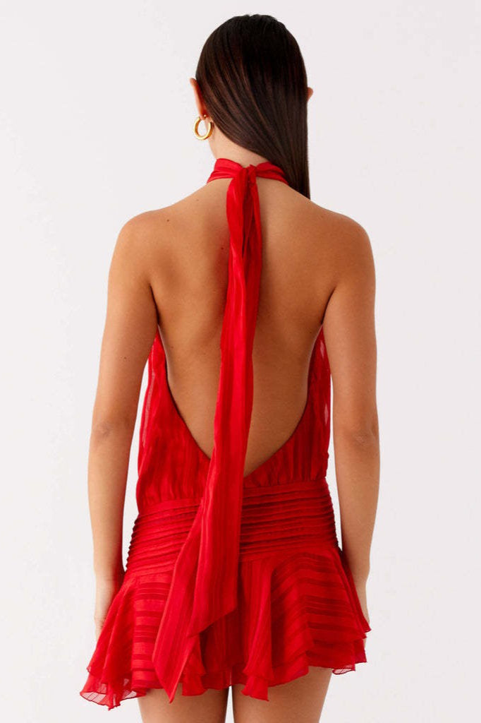 Sleeveless Tie Back Mini Vacation Dress