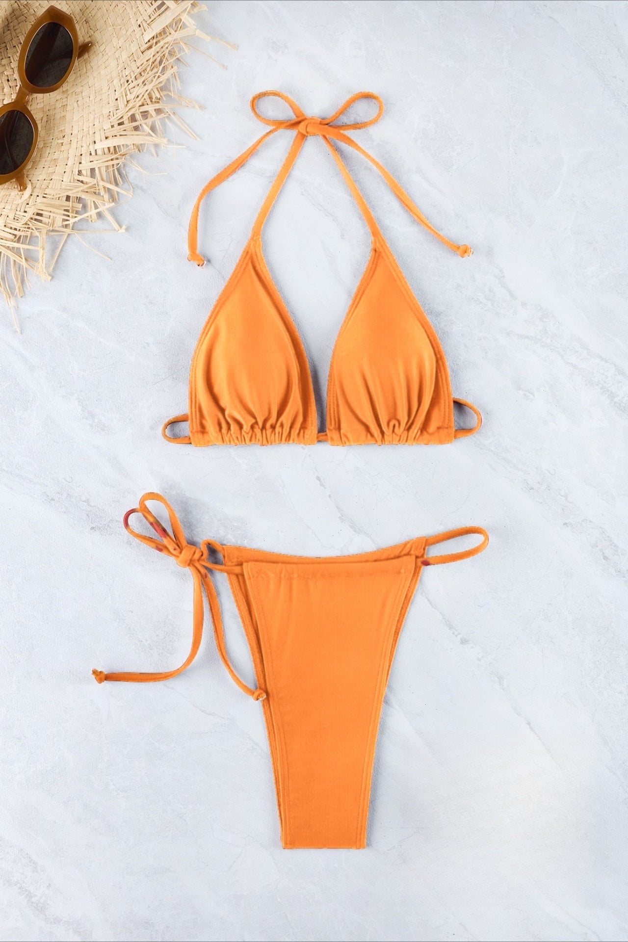 Halter Drawstring Tie Side Sexy Bikini Set