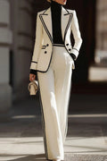 Structured Double Breasted Two Piece Blazer Casual Pants Set