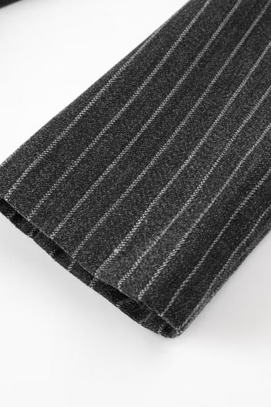 Knit Stripe Wool Blend Casual Overcoat
