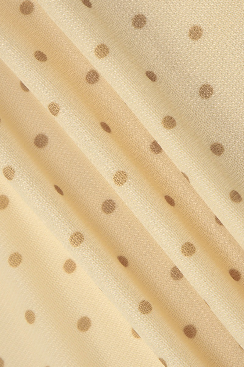 Yellow Polka Dot Draped Neck Asymmetrical Skirt Set