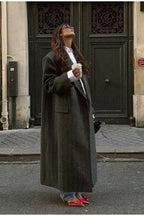 Casual striped knit wool-blend coat