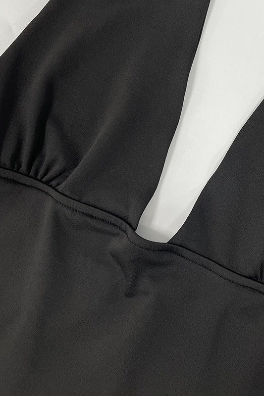 Sexy Deep V Back Tie Bodycon Halter Top
