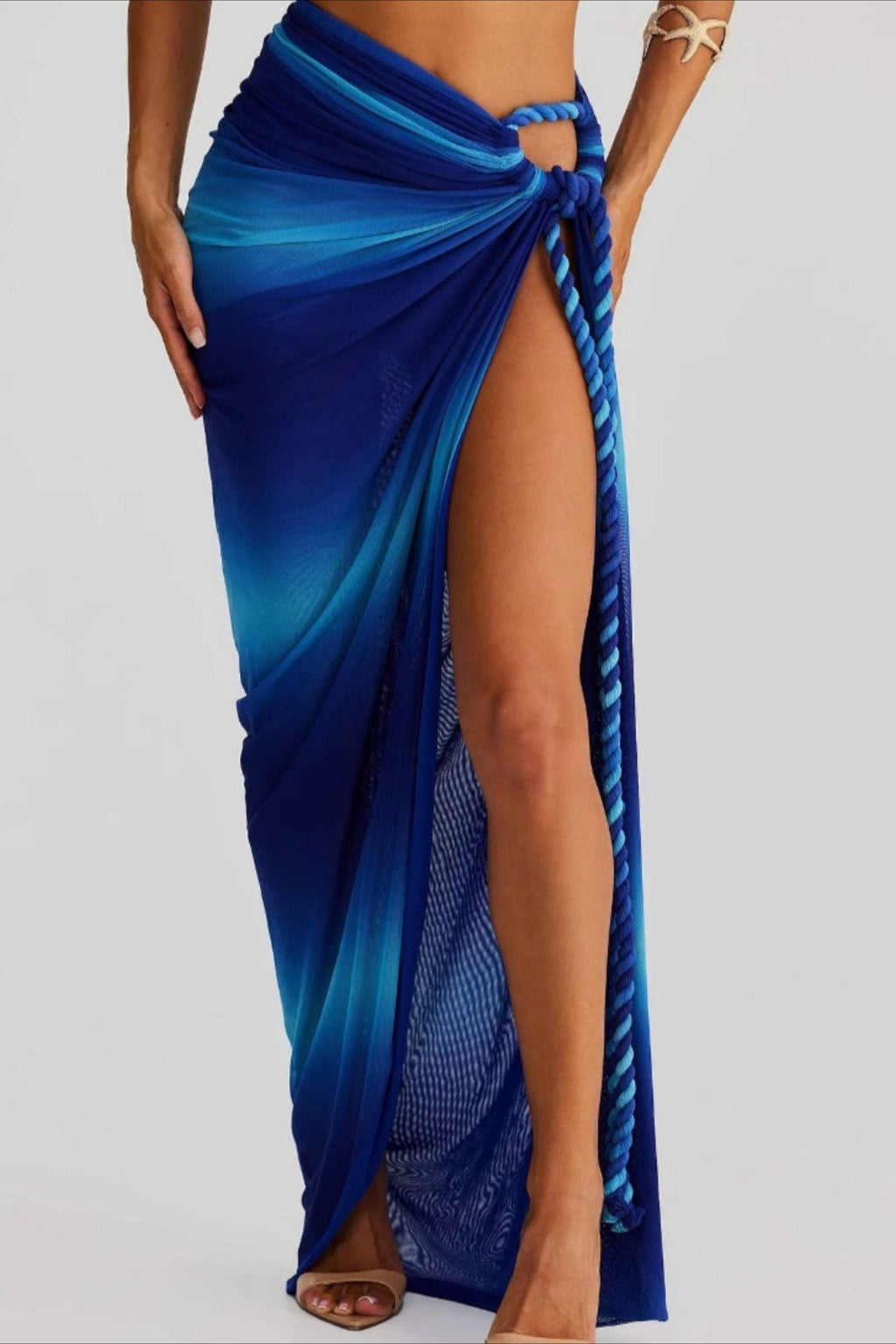 Sexy Backless Hollow Beach Maxi Dress Set