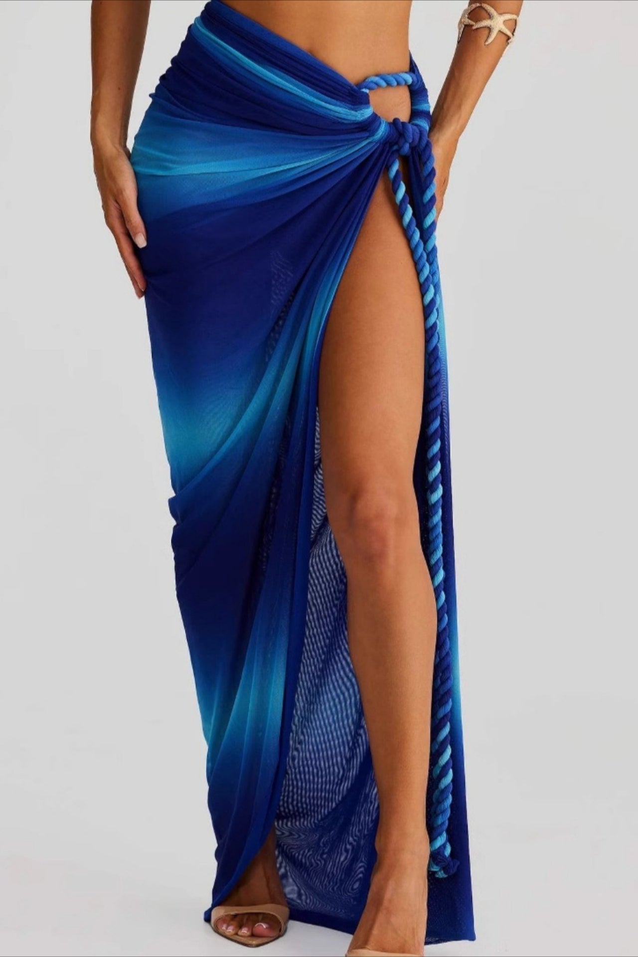 Sexy Backless Hollow Beach Maxi Dress Set