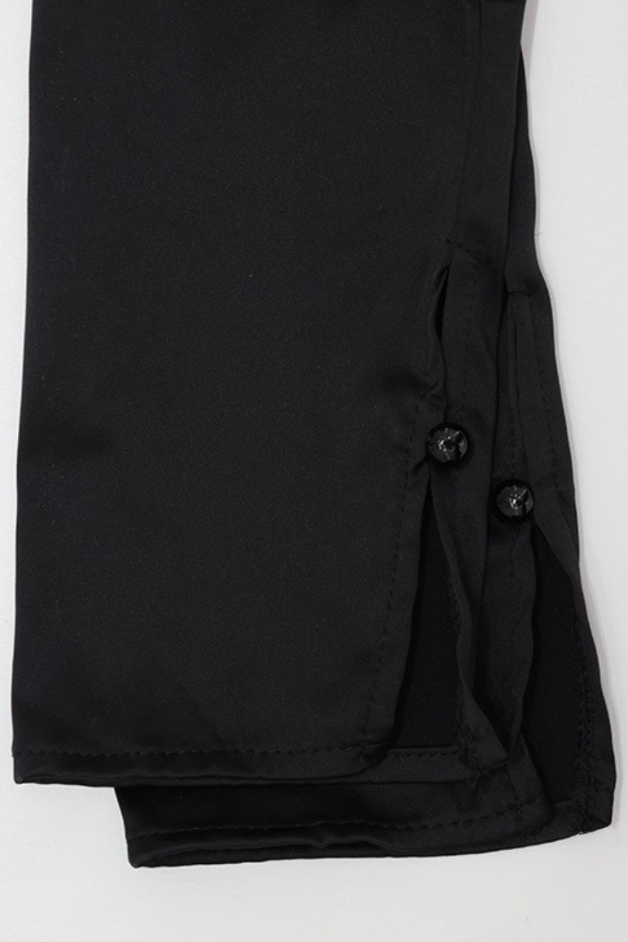 Deep V Neck Waist Cinched Ruffle Hem Shoulder Pad Blouse