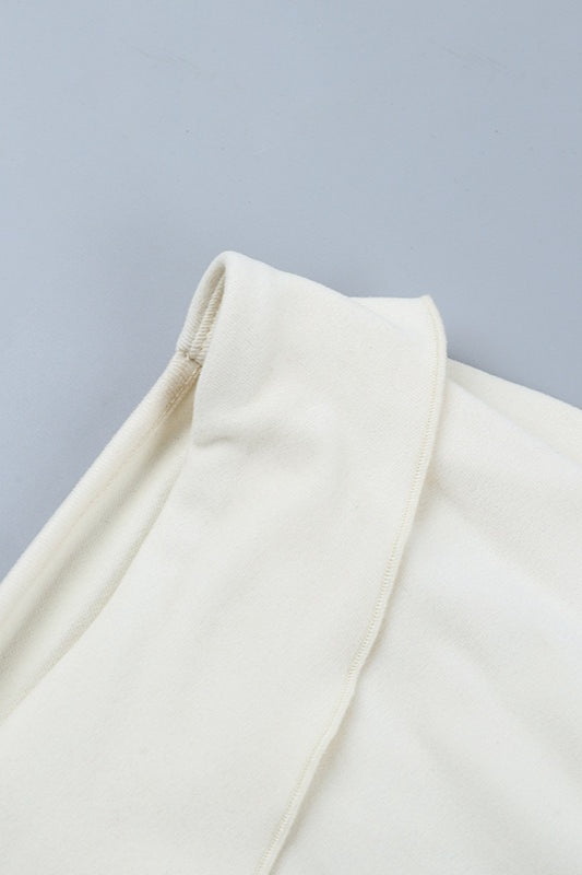 Asymmetric Foldover Off Shoulder Long Sleeve Tee